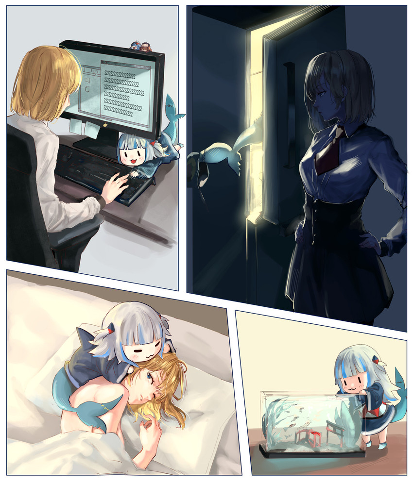 gawr gura and watson amelia (hololive and 1 more) drawn by saysay44444