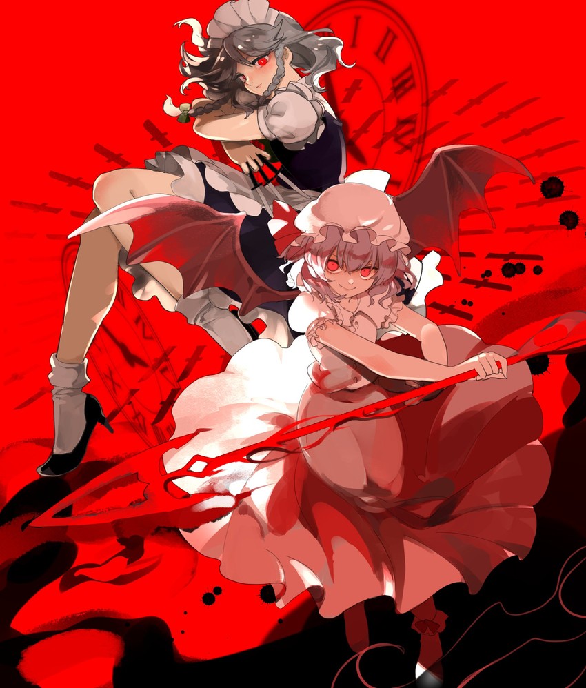 remilia scarlet and izayoi sakuya (touhou) drawn by kerok_(joniko1110)
