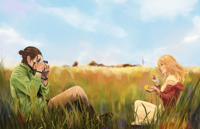 eren yeager and krista lenz (shingeki no kyojin) drawn by ayushnz