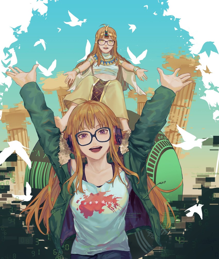 sakura futaba and shadow futaba (persona and 1 more) drawn by hanimo0404