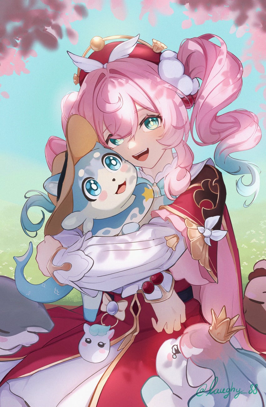 hyacine, little ica, and bubbles (honkai and 1 more) drawn by laughy88