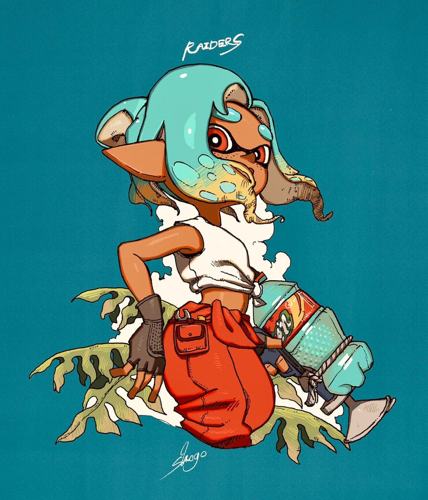 inkling player character, inkling girl, and mechanic (splatoon and 1 more) drawn by shogo_(shogo70449442)