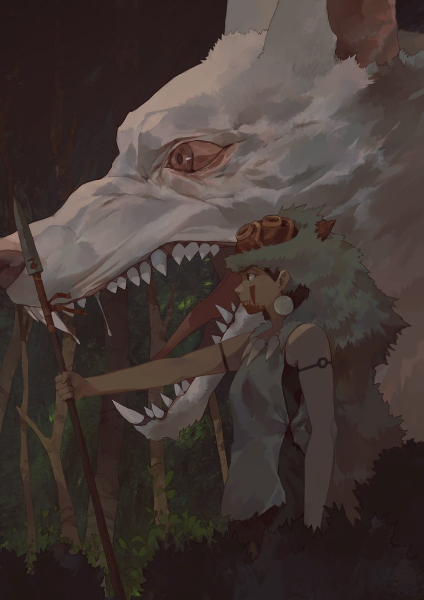 san and moro (mononoke hime) drawn by leonardo_vincent