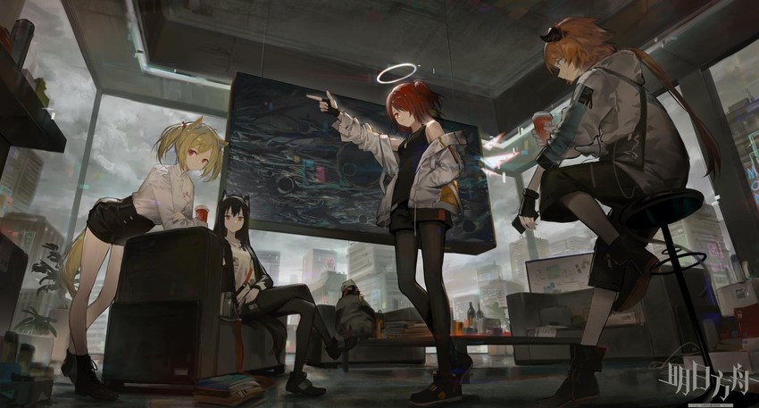 texas, exusiai, sora, croissant, and emperor (arknights) drawn by huanxiang_heitu