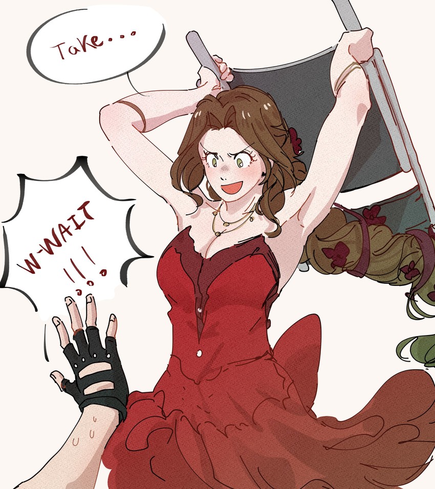 aerith gainsborough (final fantasy and 2 more) drawn by dreamsyndd