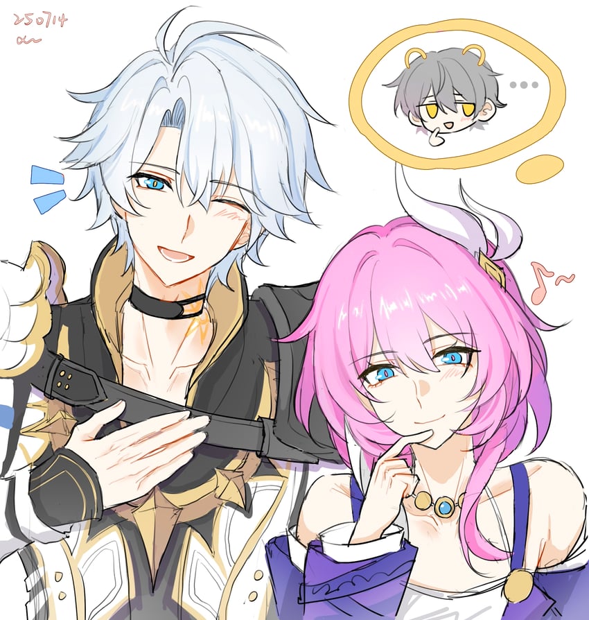 trailblazer, caelus, phainon, and cyrene (honkai and 1 more) drawn by xinian_(xinian84246)