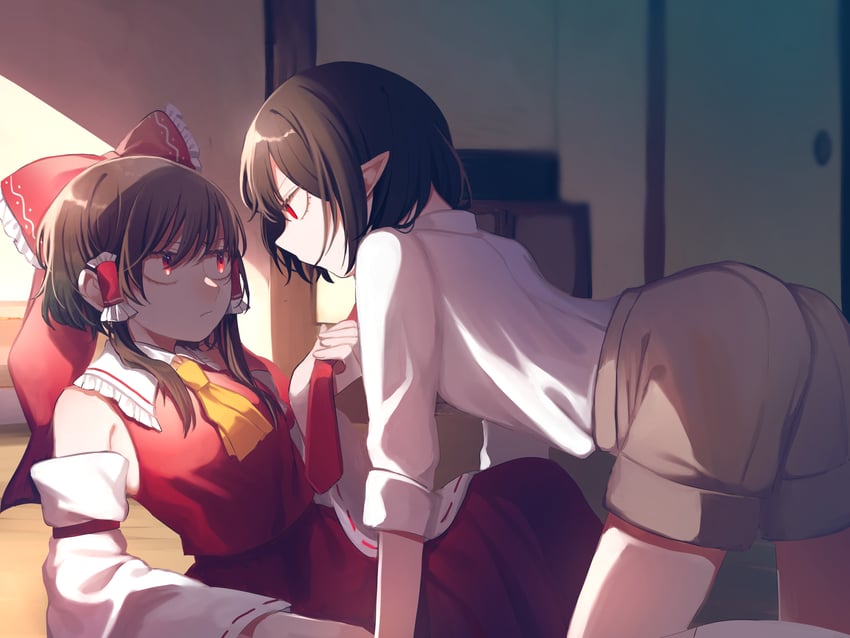 hakurei reimu and shameimaru aya (touhou) drawn by toraneko_2