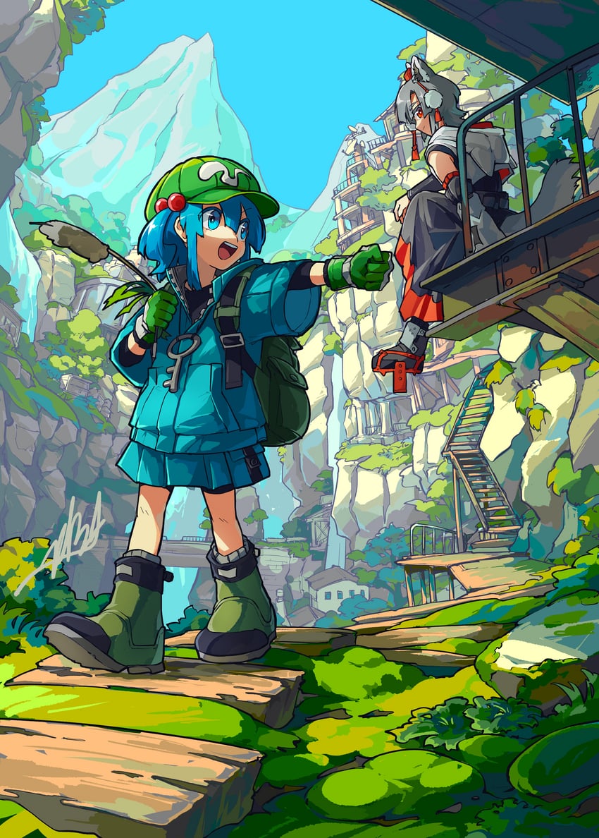 inubashiri momiji and kawashiro nitori (touhou) drawn by doggo_1d34