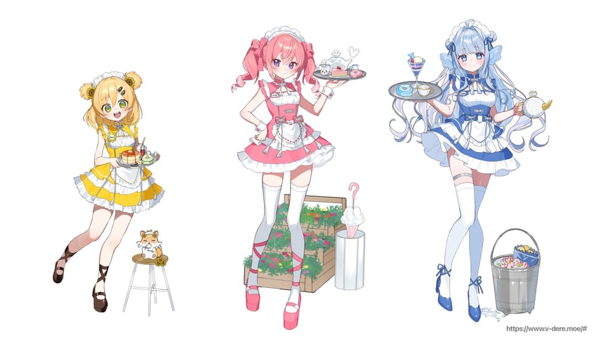 alpha betta, kirispica, hani hima, and hamuhima (v-dere) drawn by akrngo_0708