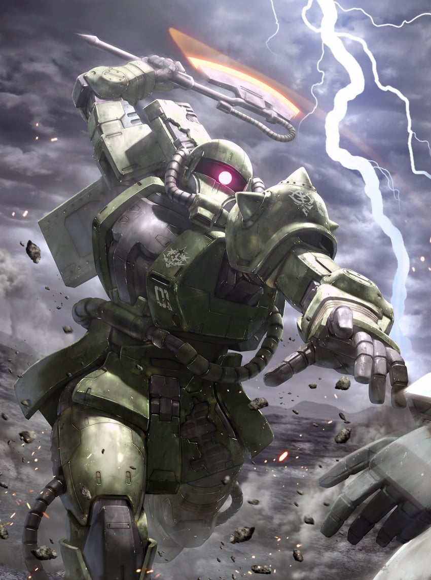 rx-78-2 gundam and zaku ii (gundam and 2 more) drawn by morishita_naochika