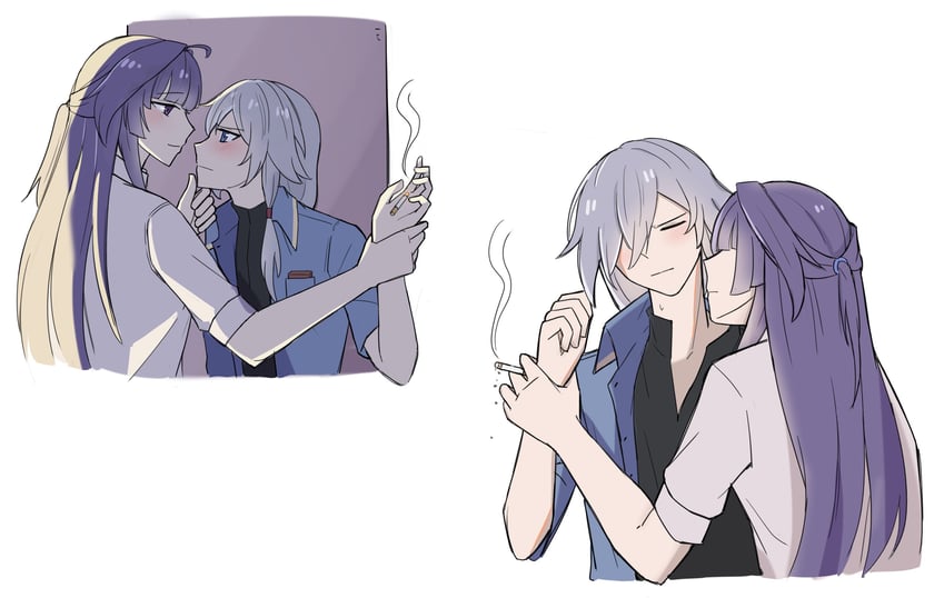 raiden mei and fu hua (honkai and 1 more) drawn by fyrkr