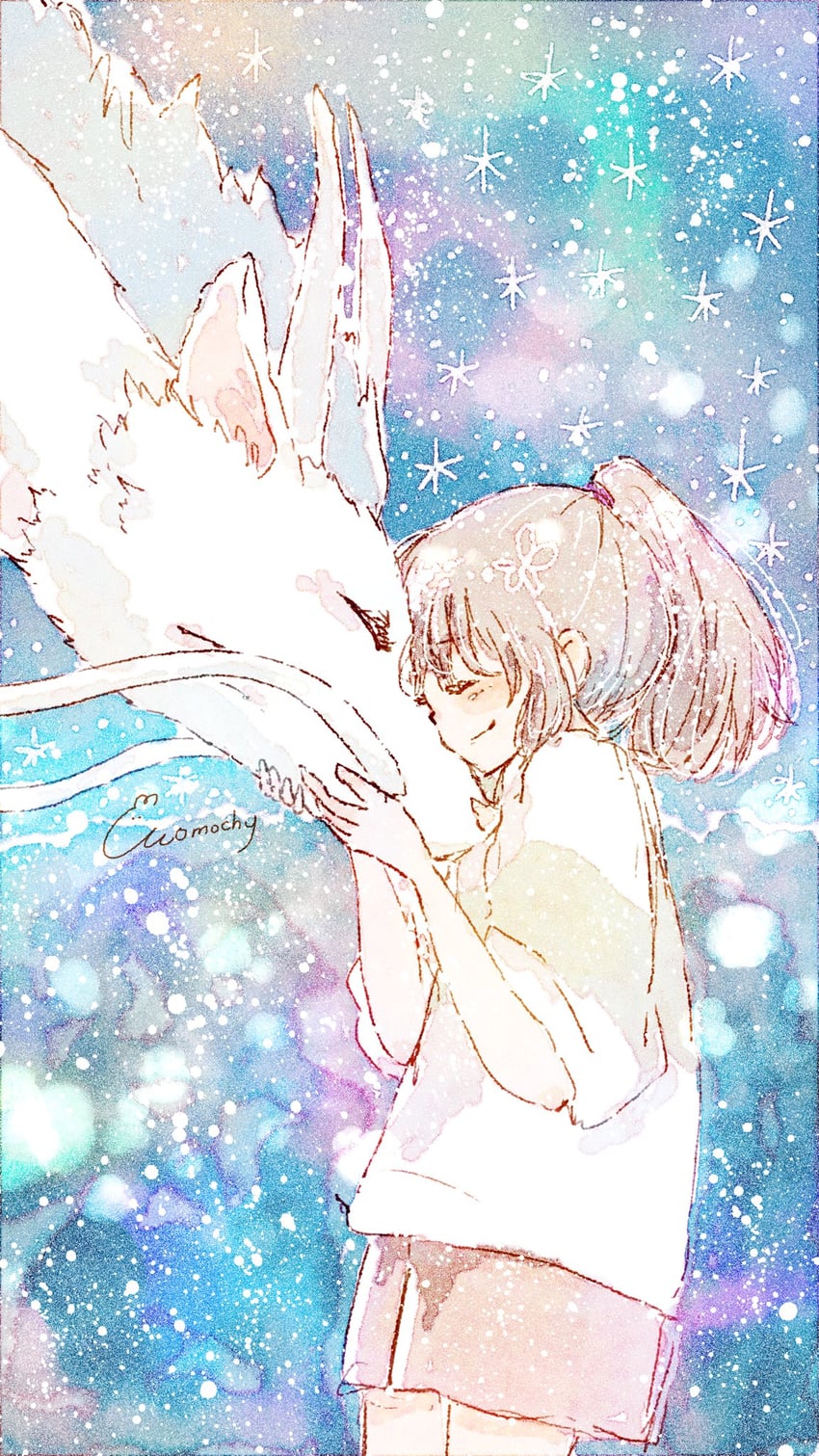 ogino chihiro and haku (sen to chihiro no kamikakushi) drawn by momochy