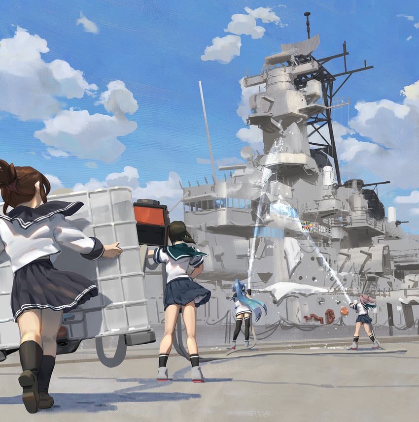 inazuma, fubuki, sazanami, and samidare (kantai collection) drawn by ye_fan