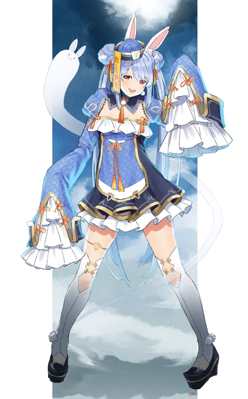 usada pekora and don-chan (hololive) drawn by moto_oji-san
