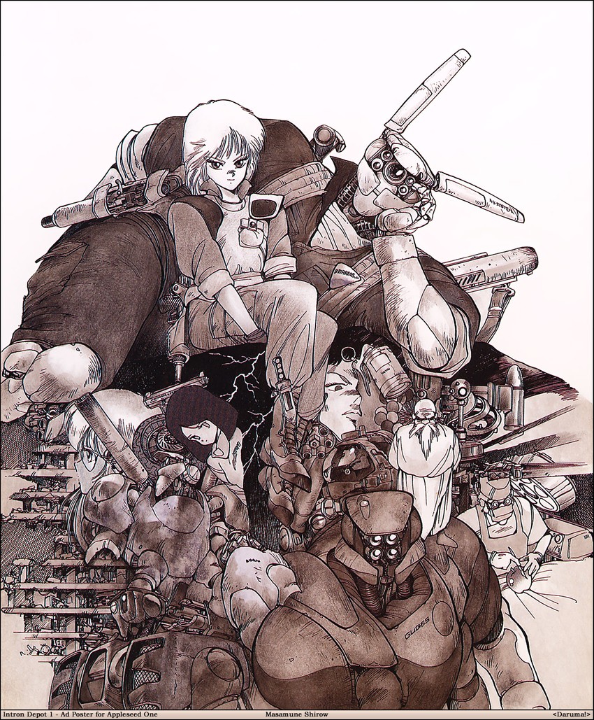 deunan knute, briareos hecatonchires, and hitomi (appleseed and 1 more) drawn by shirow_masamune