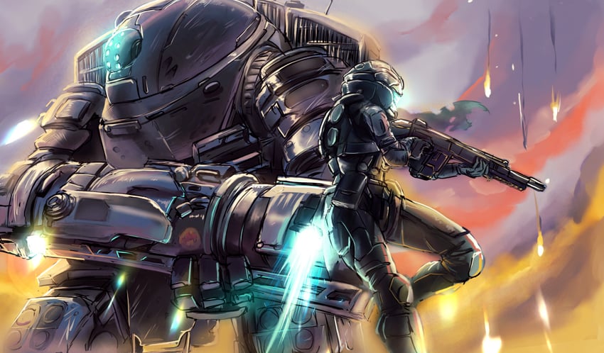 pilot, scorch, and pulse blade pilot (titanfall and 1 more) drawn by eltir