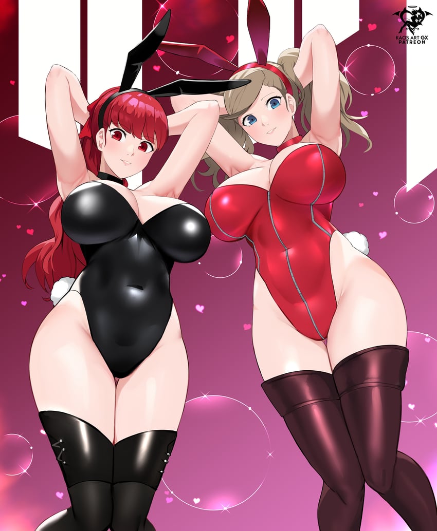 takamaki anne and yoshizawa kasumi (persona and 2 more) drawn by kaos_art