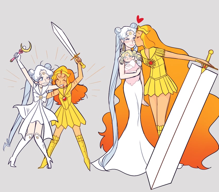 tsukino usagi, princess serenity, sailor galaxia, and queen serenity (bishoujo senshi sailor moon and 1 more) drawn by mims_(mimimon)
