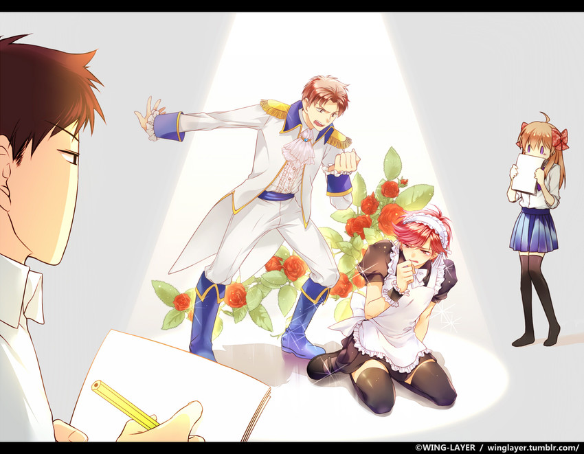 sakura chiyo, nozaki umetarou, hori masayuki, and mikoshiba mikoto (gekkan shoujo nozaki-kun) drawn by winglayer