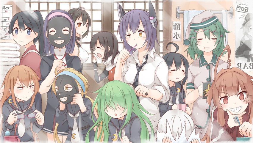 tenryuu, nagato, houshou, tatsuta, sendai, and 7 more (kantai collection) drawn by ido_(teketeke)