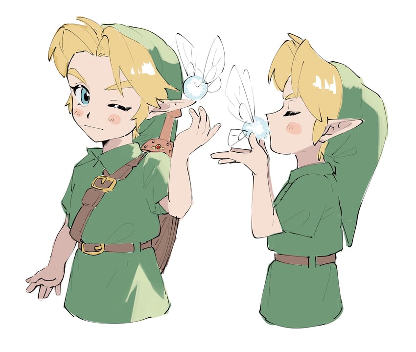 link, young link, and navi (the legend of zelda and 1 more) drawn by yamori_(yamoooon21)