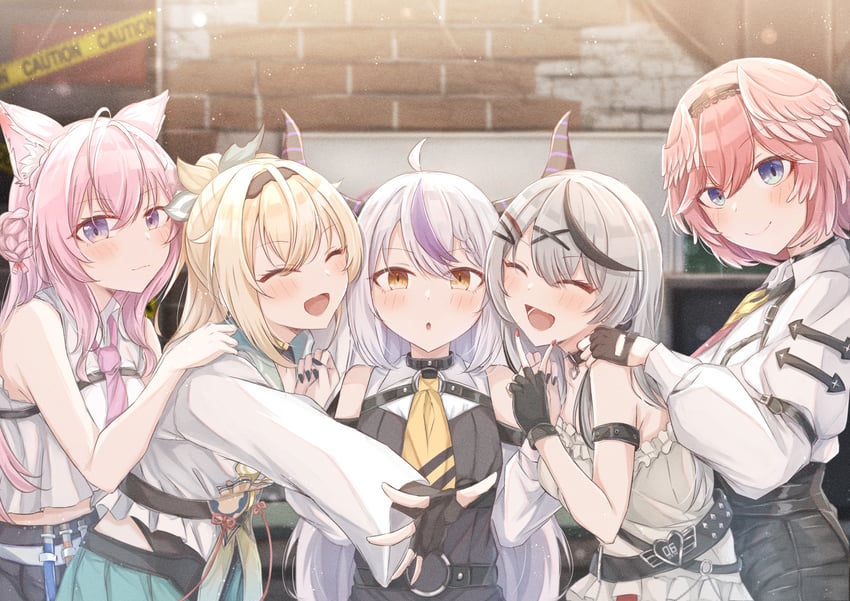 sakamata chloe, la+ darknesss, hakui koyori, kazama iroha, and takane lui (hololive) drawn by ch13