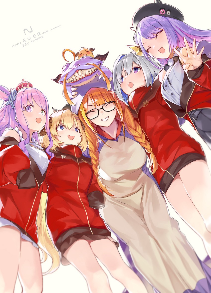 tokoyami towa, amane kanata, kiryu coco, tsunomaki watame, and himemori luna (hololive) drawn by ohland