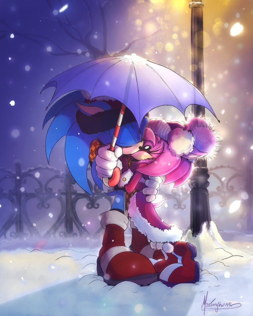 sonic the hedgehog and amy rose (sonic) drawn by misstangshan95