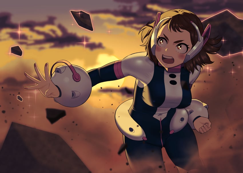uraraka ochaco (boku no hero academia) drawn by pimm_(chiramegd)