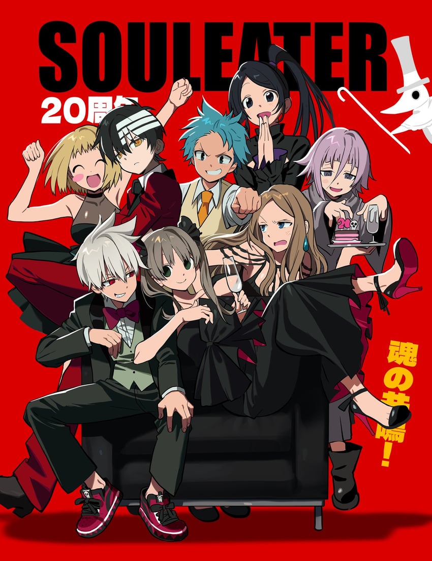 maka albarn, soul evans, crona, nakatsukasa tsubaki, black star, and 3 more (soul eater) drawn by betti_(xx_betti)