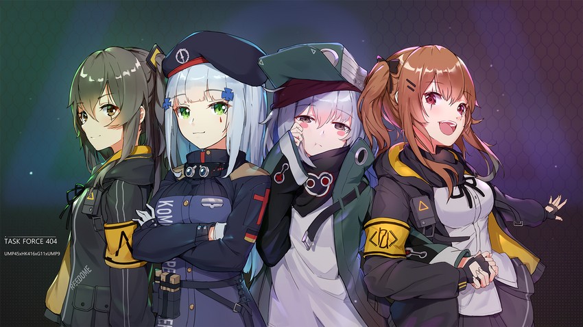 hk416, ump45, ump9, and g11 (girls' frontline) drawn by wind_gone_rain_cease