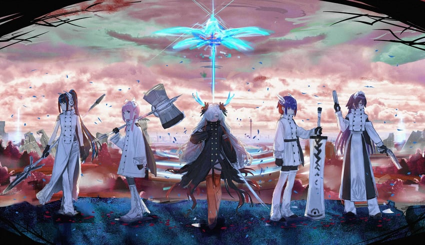 isekaijoucho, kaf, rim, koko, and harusaruhi (kamitsubaki studio) drawn by isshiki_(ffmania7)
