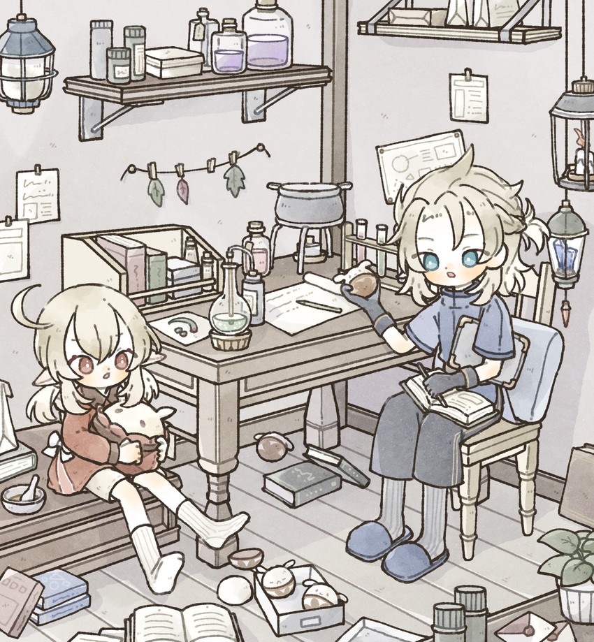 klee, albedo, and jumpy dumpty (genshin impact) drawn by shionosuke