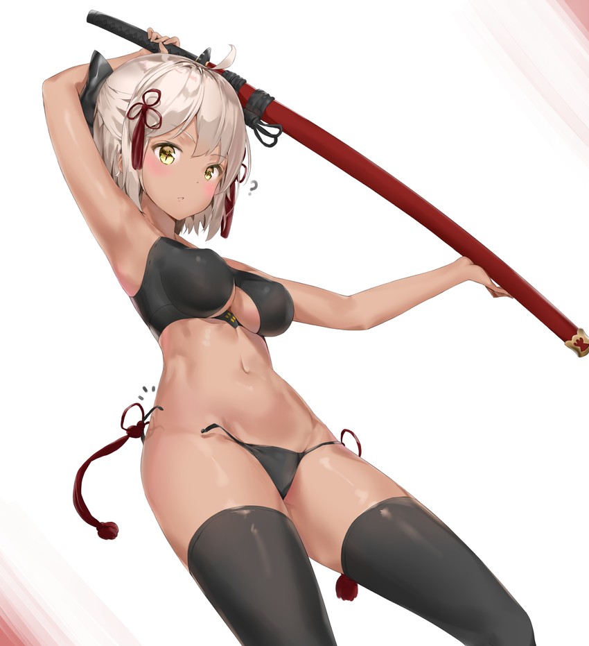 okita souji and okita souji alter (fate and 1 more) drawn by pixel_(yuxian)