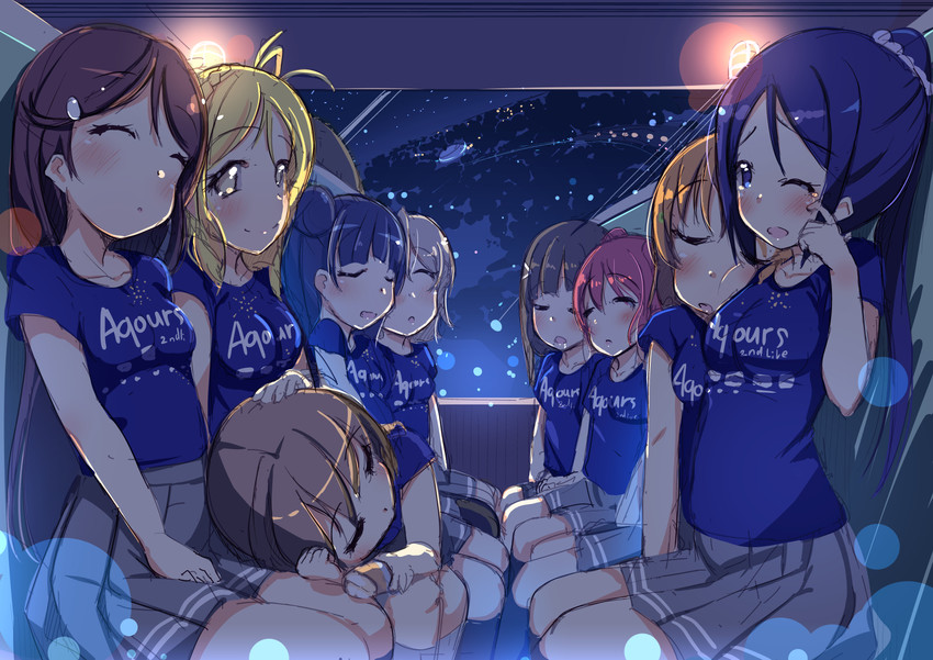 watanabe you, tsushima yoshiko, sakurauchi riko, takami chika, matsuura kanan, and 4 more (love live! and 1 more) drawn by kurozu