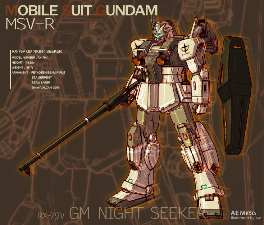 gm, gm night seeker, and gm night seeker space type (gundam and 2 more) drawn by banchengping@126