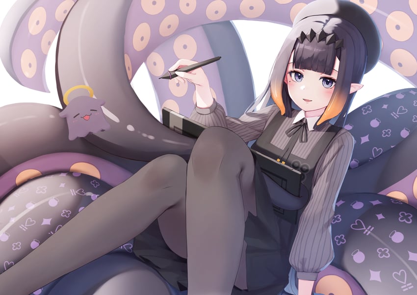 ninomae ina'nis and takodachi (hololive and 1 more) drawn by nyan_(reinyan_007)