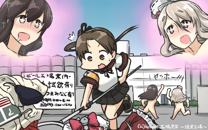 akagi, pola, ayanami, and ayanami kai ni (kantai collection) drawn by hamu_koutarou