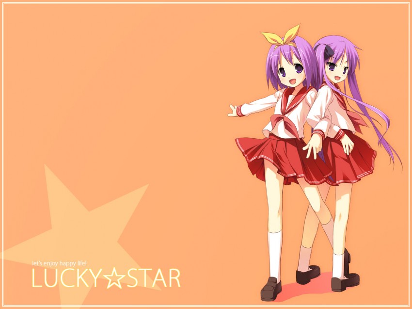 hiiragi kagami and hiiragi tsukasa (lucky star) drawn by senji_(tegone_spike)