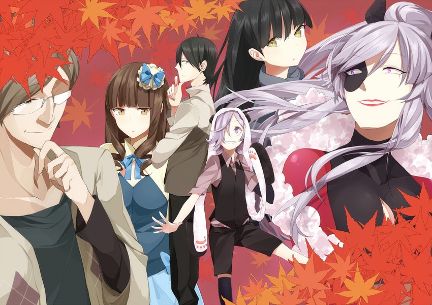 sasa kazamori, inga, yuuki shinjuurou, kaishou rie, and kaishou rinroku (un-go) drawn by panda_(pandadesu)