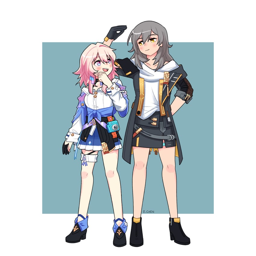 trailblazer, stelle, and march 7th (honkai and 1 more) drawn by chen_(somanychens)