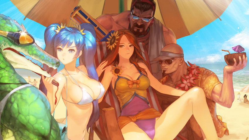 sona, ezreal, leona, graves, nidalee, and 8 more (league of legends) drawn by instant_ip
