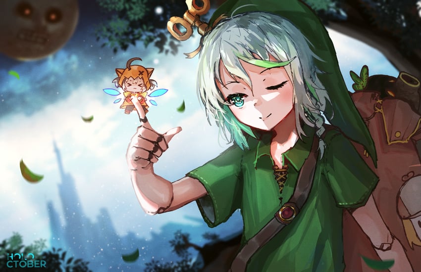 link, watson amelia, gigi murin, cecilia immergreen, young link, and 1 more (hololive and 3 more) drawn by advarcher