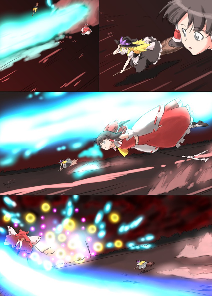 hakurei reimu and kirisame marisa (touhou and 1 more) drawn by ohoho