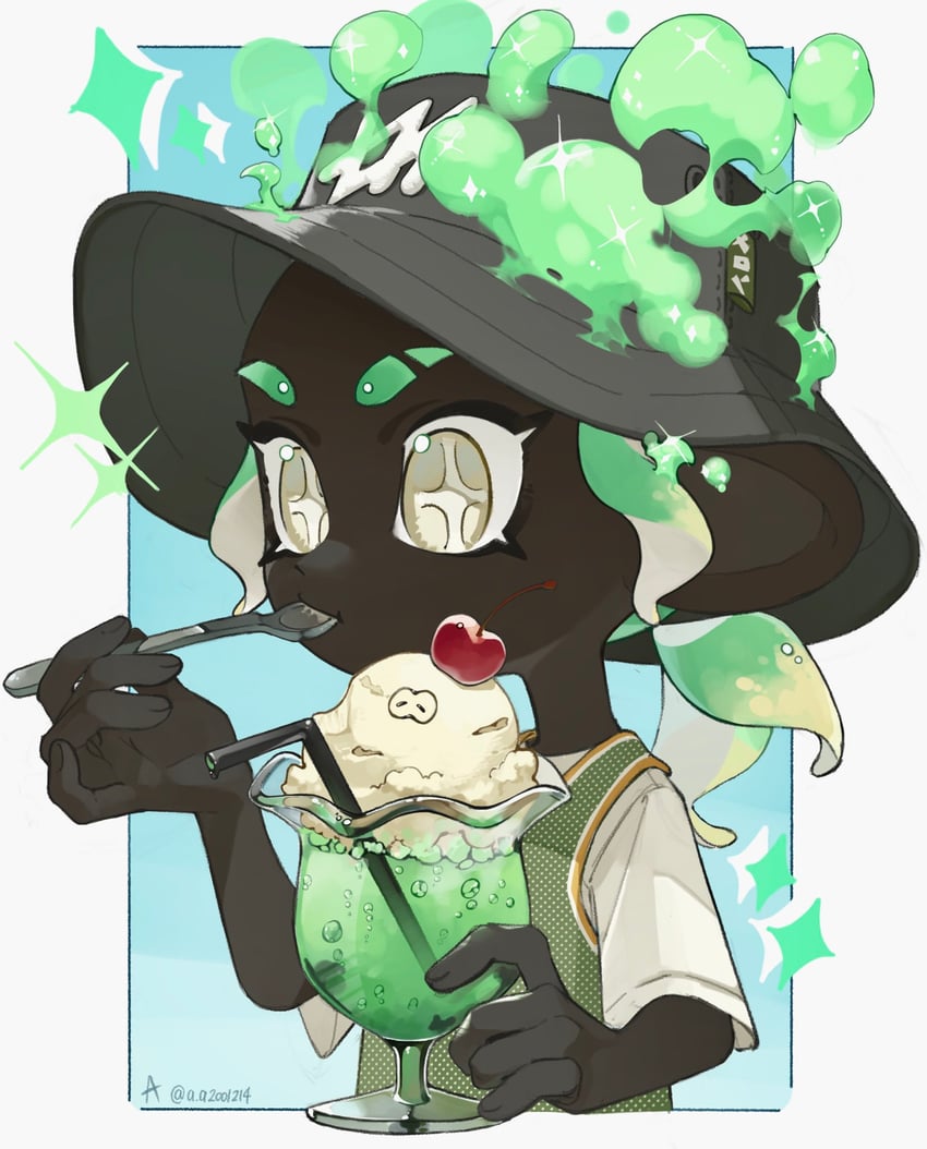 octoling player character, octoling girl, and jellyfish (splatoon) drawn by a_a2001214