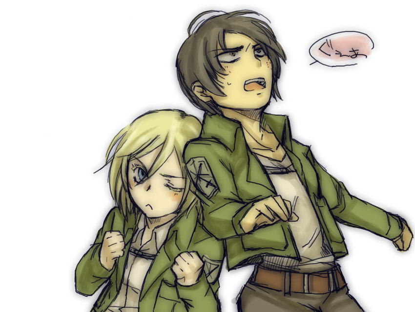 krista lenz and ymir (shingeki no kyojin) drawn by kzkr