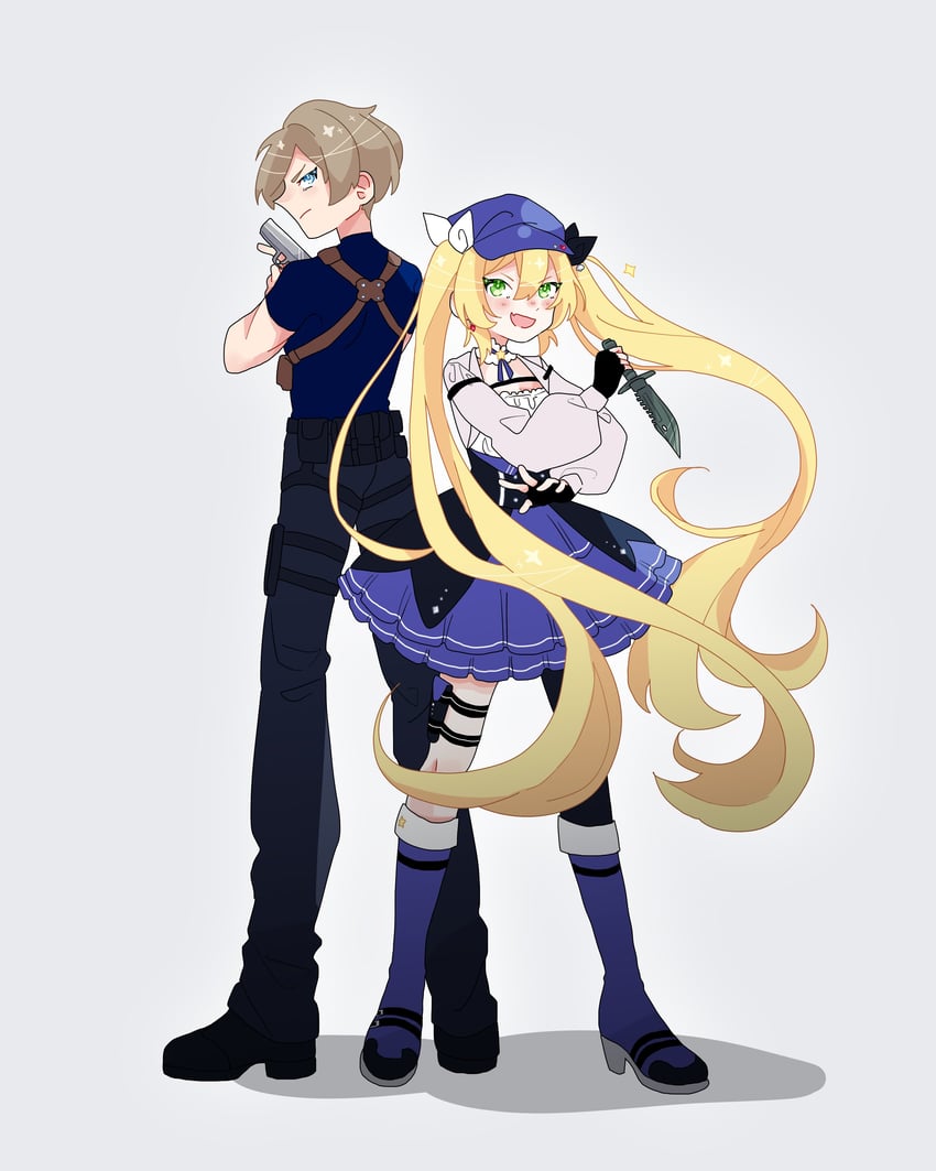 leon s. kennedy and dokibird (indie virtual youtuber and 2 more) drawn by gin_gin_gitsune