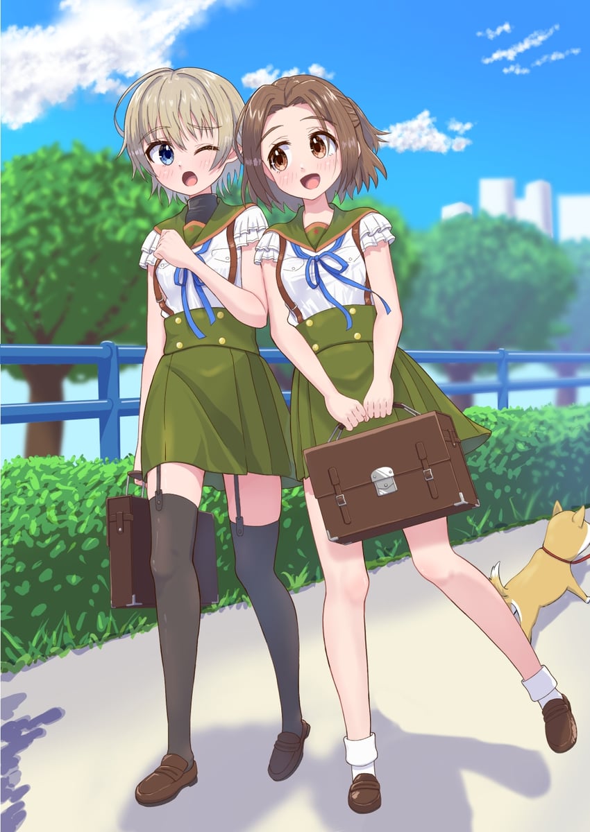 naoki miki, taroumaru, and shidou kei (gakkou gurashi!) drawn by rokkii_(pixiv77873722)