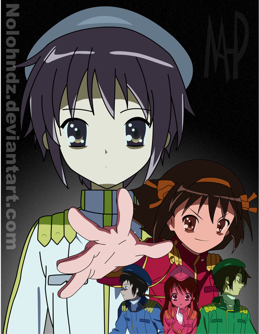 suzumiya haruhi, nagato yuki, asahina mikuru, kyon, and koizumi itsuki (suzumiya haruhi no yuuutsu and 1 more)