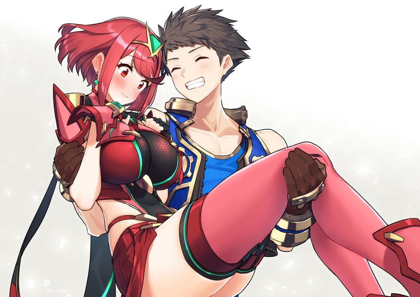 pyra and rex (xenoblade chronicles and 1 more) drawn by baffu